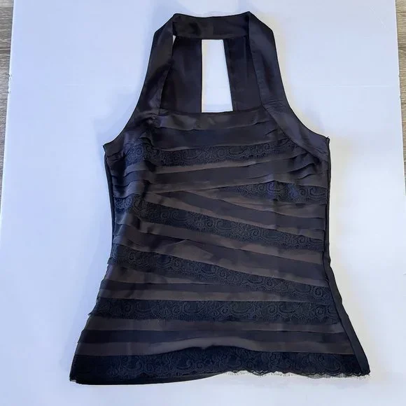 WHBM Black Tiered Halter Top - Picture 6 of 11